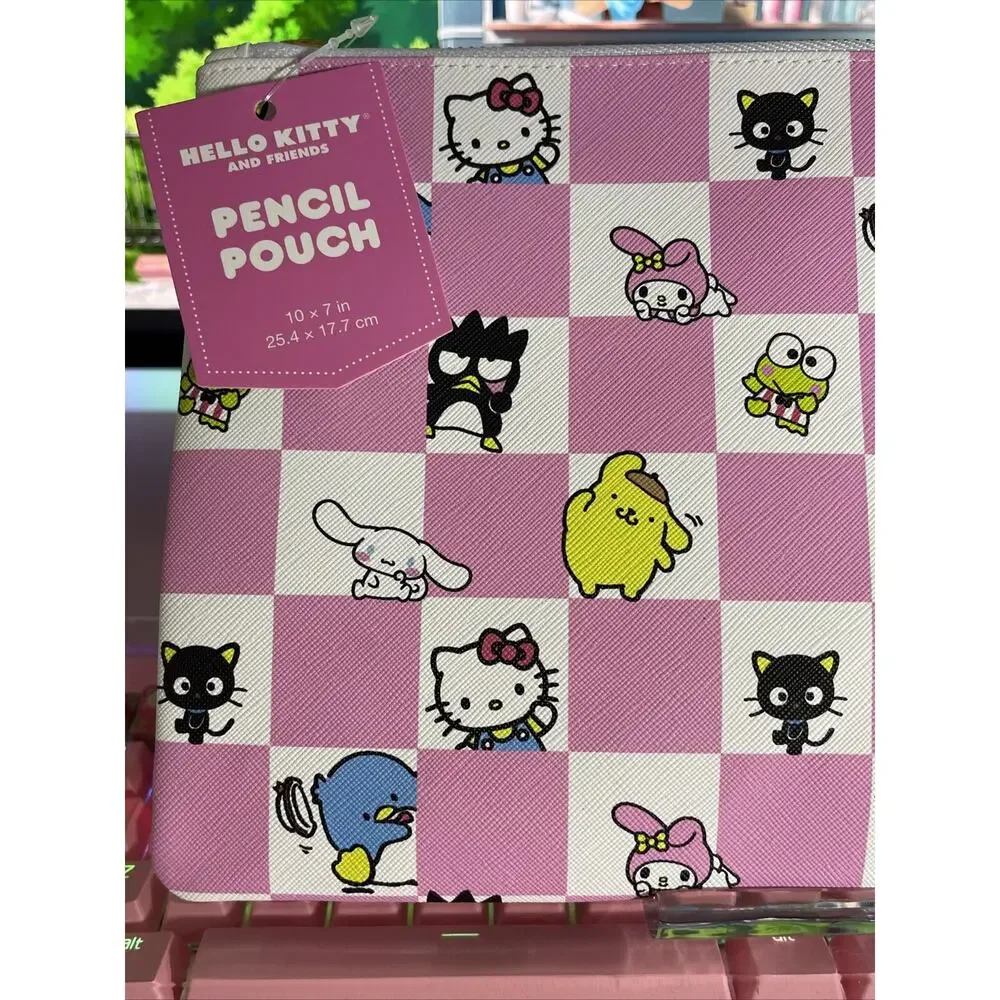 Hello Kitty & Friends Pencil Pouch Case Zipper 2024 Sanrio Large Pink White